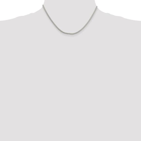 2.5mm Sterling Silver, Round Solid Spiga Chain Necklace, 16 Inch - Picture 2 of 8